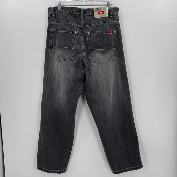 Southpole Baggy Wide Leg Jeans Mens 34x30 Faded Black Y2K Hip Hop Red Tab Vtg. - Picture 3 of 12